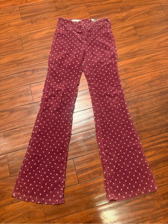Anthropologie Denim - Anthropologie Maroon Wide-Leg Corduroy Jeans with Light Motif